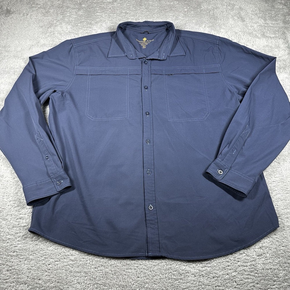Territory Ahead Shirt Mens XL Blue Button Up‎ Long Sleeve Nylon Outdoor Hiking